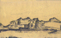 Hafen von Pollena, Kohlezeichnung 1929